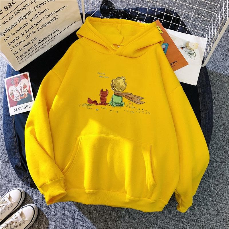 Kawaii Hoodie Cartoon Girls Oversized Sweatshirt Spring/Autumn Light Blue Tops Long Sleeve Pocket L yellow