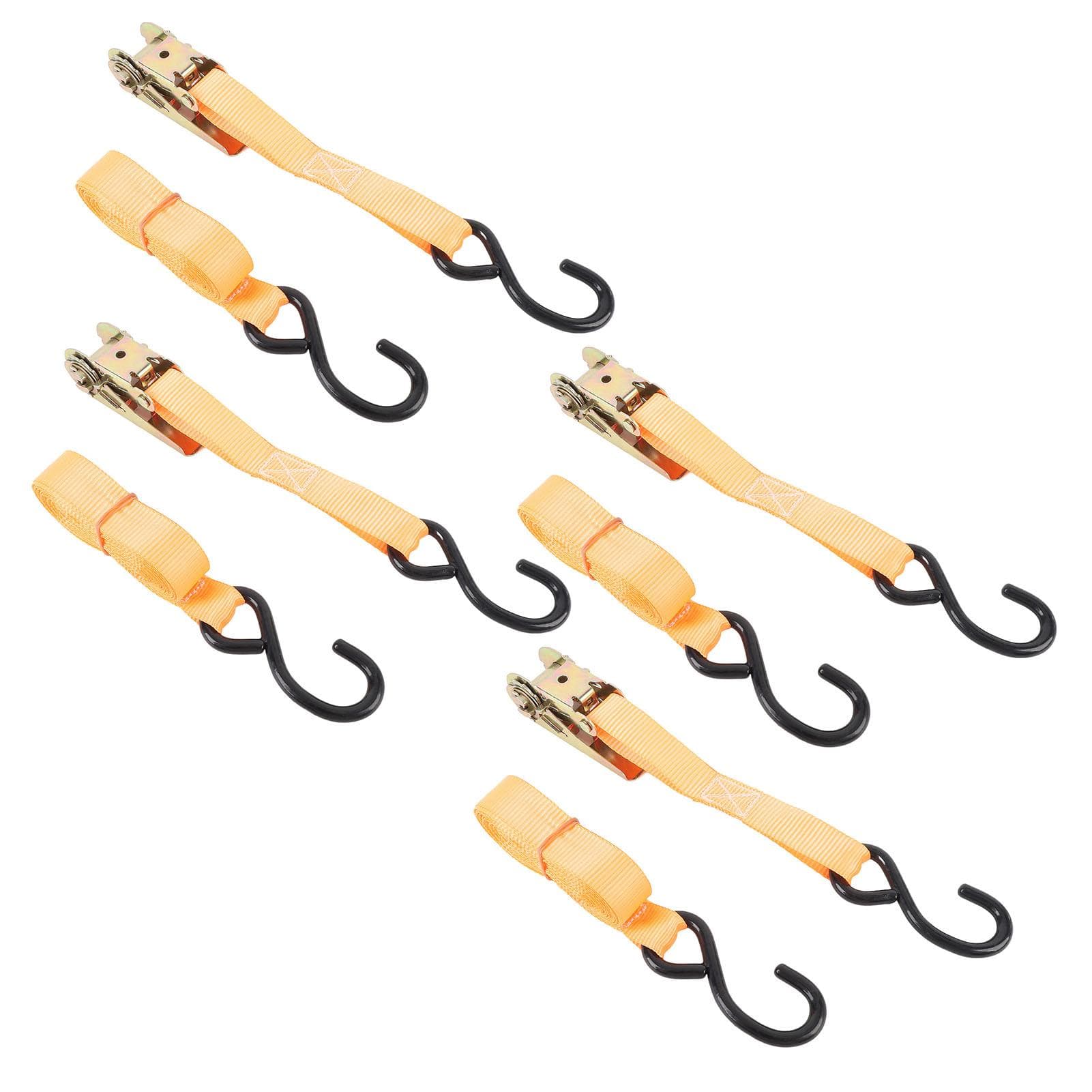 4 Sets Ratchet Strap 25mmx6m 300kg Working Load 600kg Break Strength J Hook Heavy Duty Tie Down