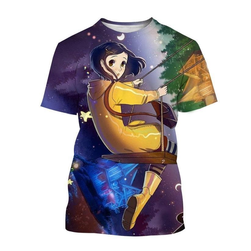 New Summer Coraline 3D Print T-Shirt Men Women Horror Anime Movie Short Sleeve Tshirts Oversized Harajuku Tees Top Kid Clothing 4XL