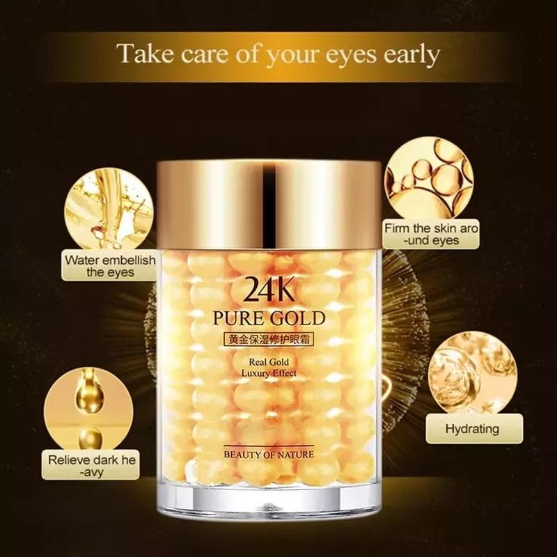 24K Gold Eye Cream Moisturizing Anti Puffiness Anti Wrinkle Remove Dark Circle Anti-Aging Women Eye Care gold