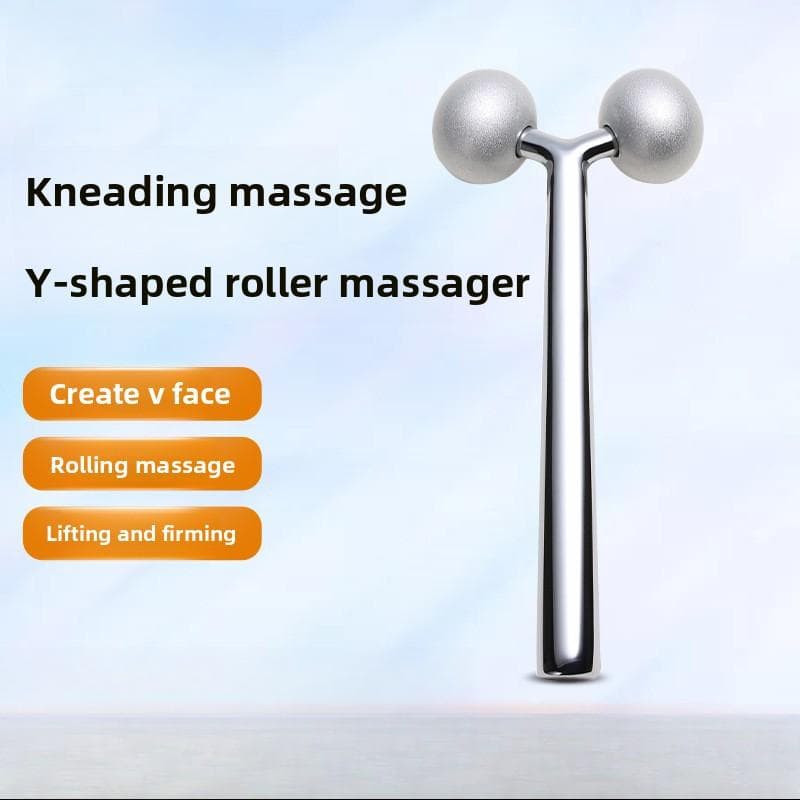 Face Introduction Lift Massage Stick, Thin V Face Artifact Beauty Instrument 3D Double Roller Massager silver