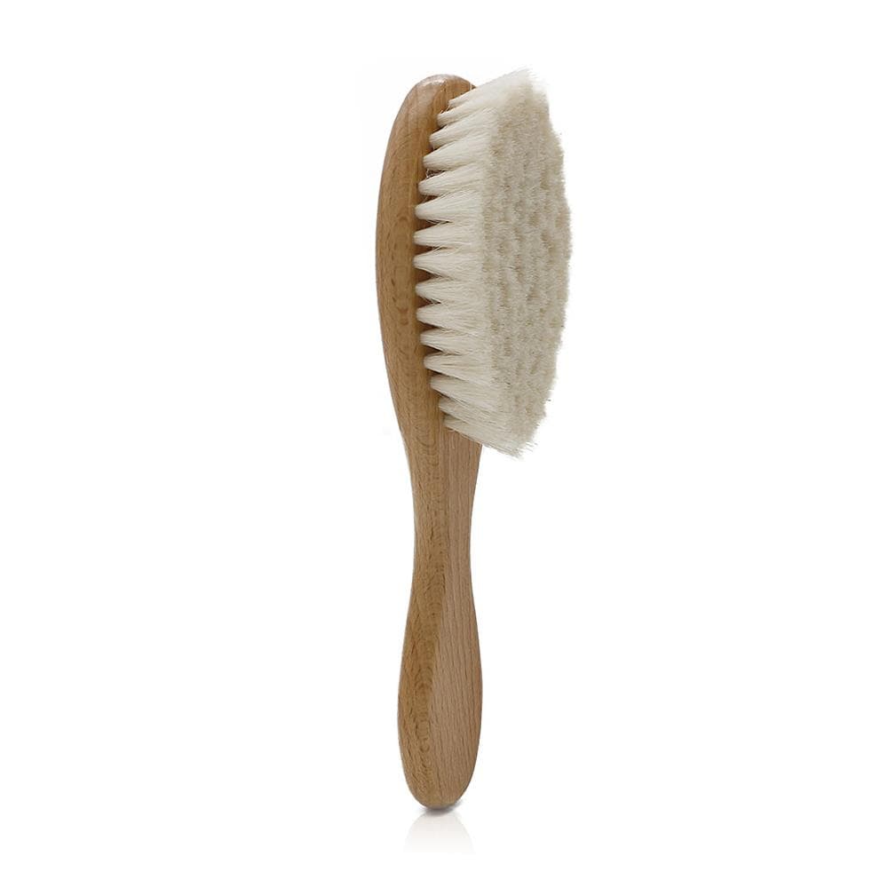 Wooden Baby Hair Brush for Newborns Infant Hair Comb Soft Wool Hair Scalp Massage Ideal for Baby beige