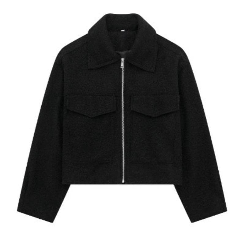 Autumn and Winter New Women's Fashion Soft Tweed Short Jacket Lapel Woolen Coat L