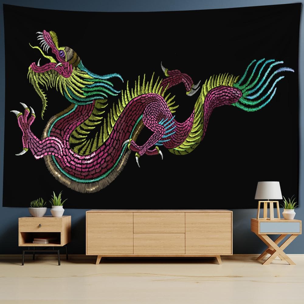 Chinese Dragon Totem Tapestry Wall Mount Bohemian Bedroom Home Decoration Art Wall  Mount Tapestry  Home Decor 95x70cm