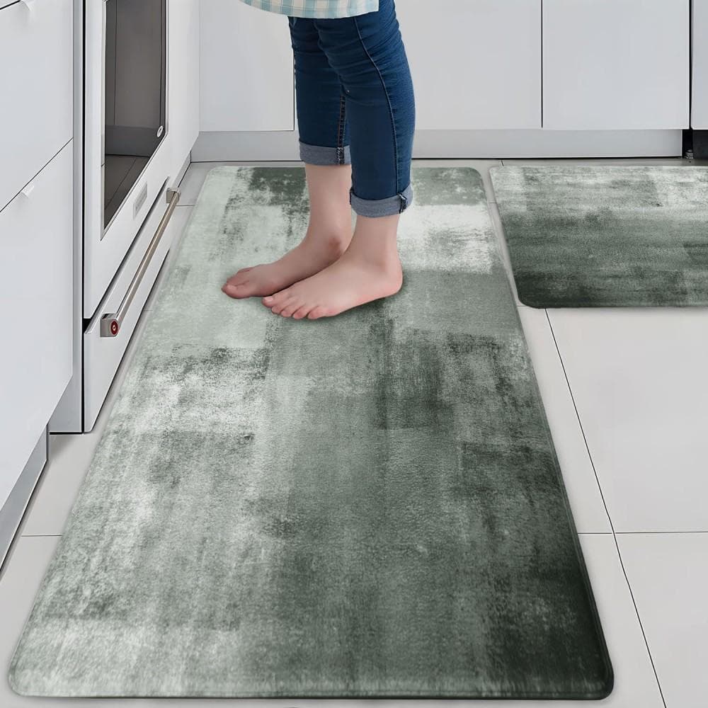 Turquoise Kitchen Mat Cushioned Anti-Fatigue Kitchen Rugs Non Slip Mats and Rugs Kitchen Carpet for Home & Office Floor Mat 1PC-50x150cm-20x59in