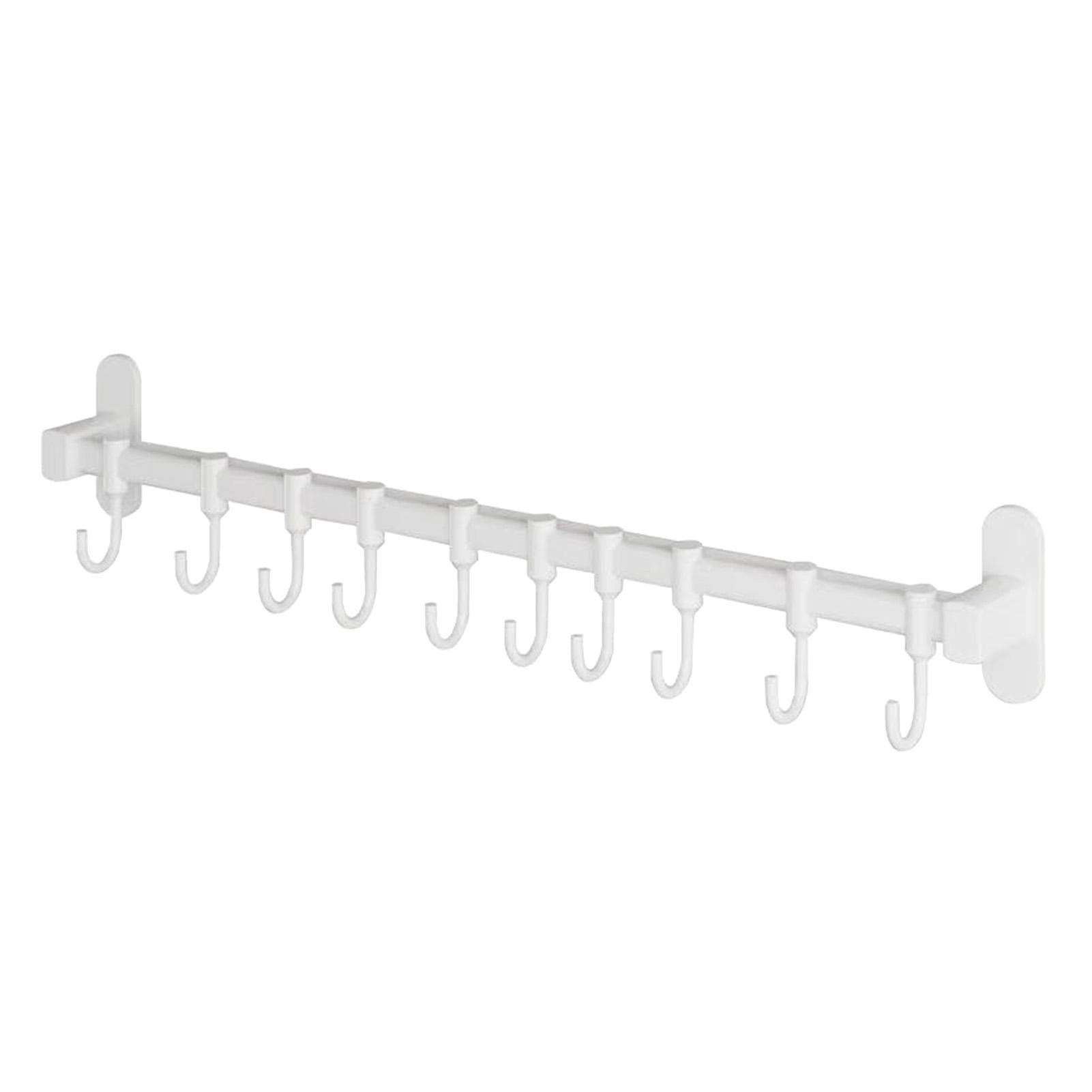 Wall Mount Utensil Rail Rack Easy Sliding Space Aluminum Kitchen Rail with Hooks for Cookware
