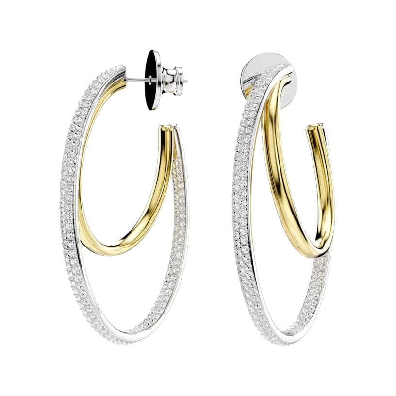 Swarovski Hyperbola Double Ring Color Block Design Metal Earrings Women earrings White 5702400 Box (Random Color)