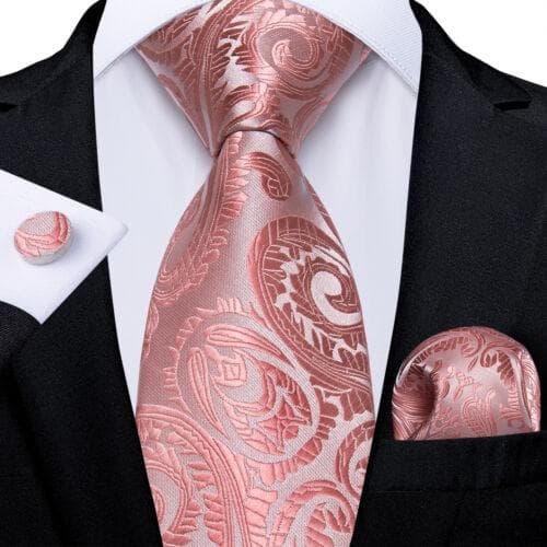 DiBanGu Mens Silk Necktie Set Striped Paisley Solid Tie Pocket Square Cufflinks N-7494