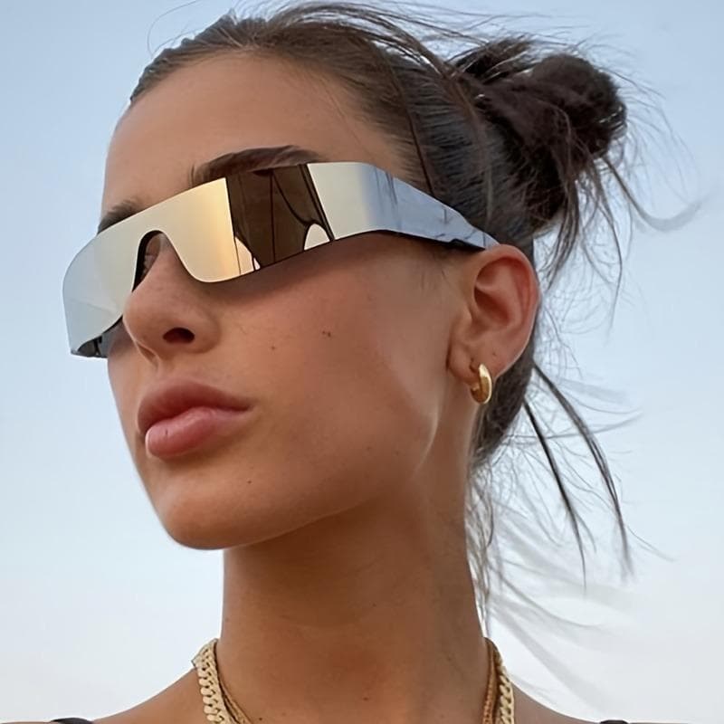 1pc Fashion Women Glasses Future Geometric Polygon Cyberpunk Street Style Frameless Decorative Eyewear for Women