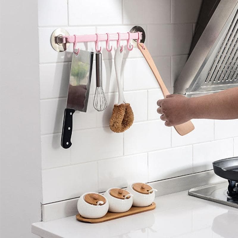 Bathroom Toilet Storage Rack, Suction Cup Hooks Rack, Dedicated Corner Hanging Rack Pink