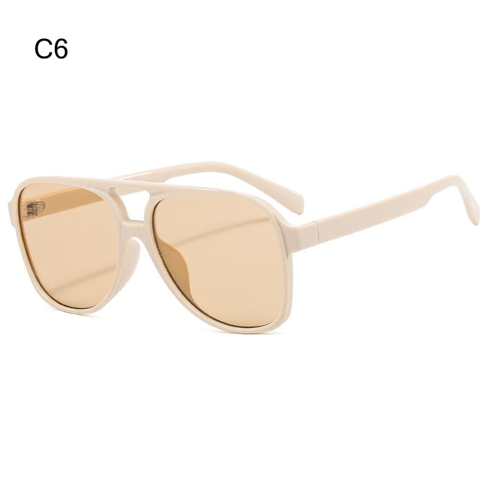 Retro Double Bridge Oversized Pilot Sunglasses UV400 Protection 70s Classic Yellow Sun Glasses for Women Men