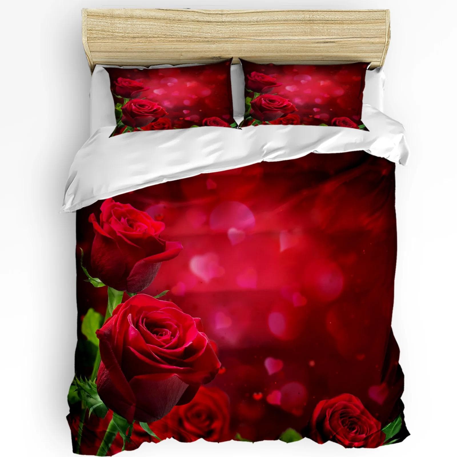 Ladybugs Bedding Set Comforter Duvet Cover Pillow Shams Ladybug with Dotted Wings Swirls and Curves Bedding Cover Double Bed Set EU single(135x200cm)