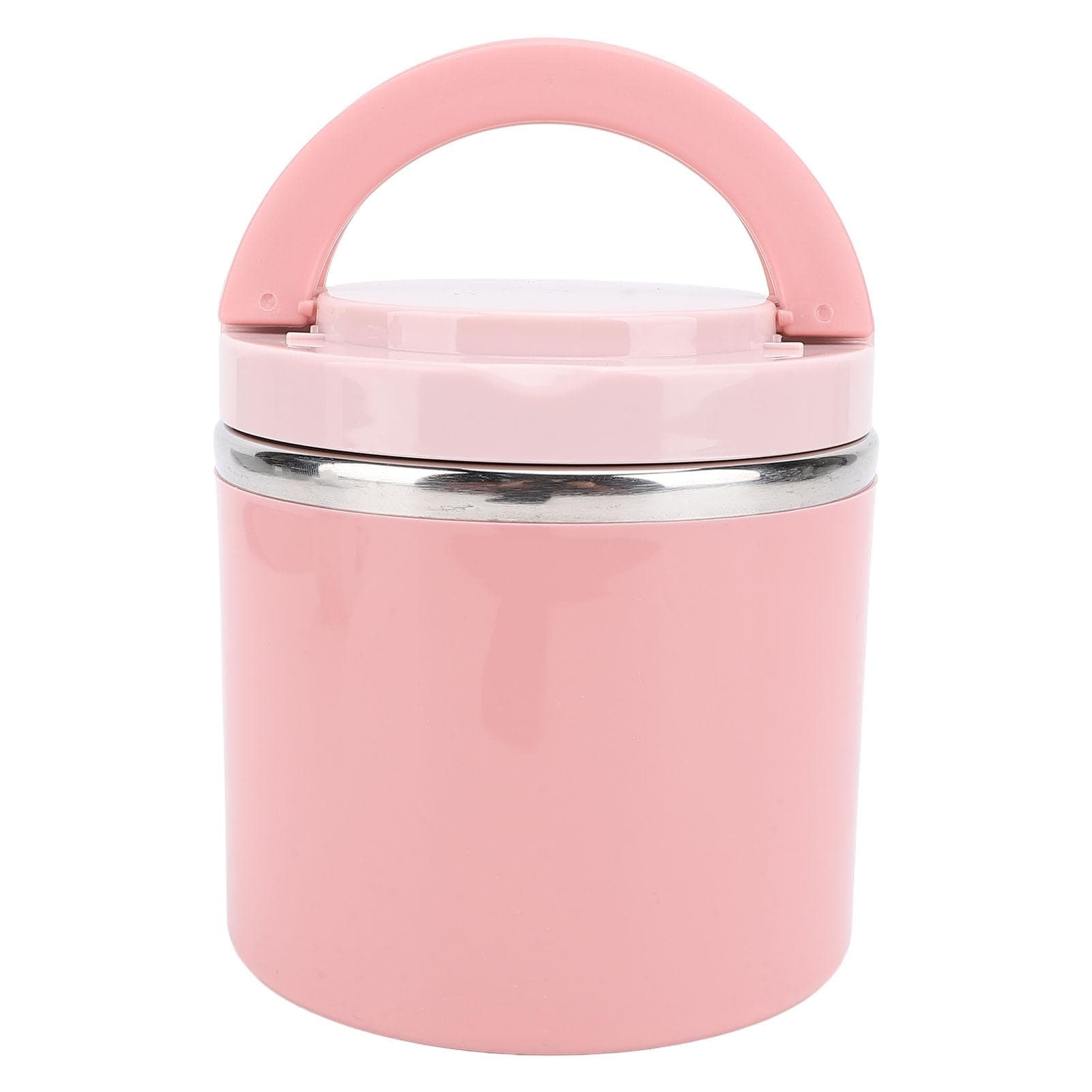 Breakfast Lunch Box with Lid Portable Handle Stainless Steel Meal Container for Student Office 630ml(12x12x12cm)
