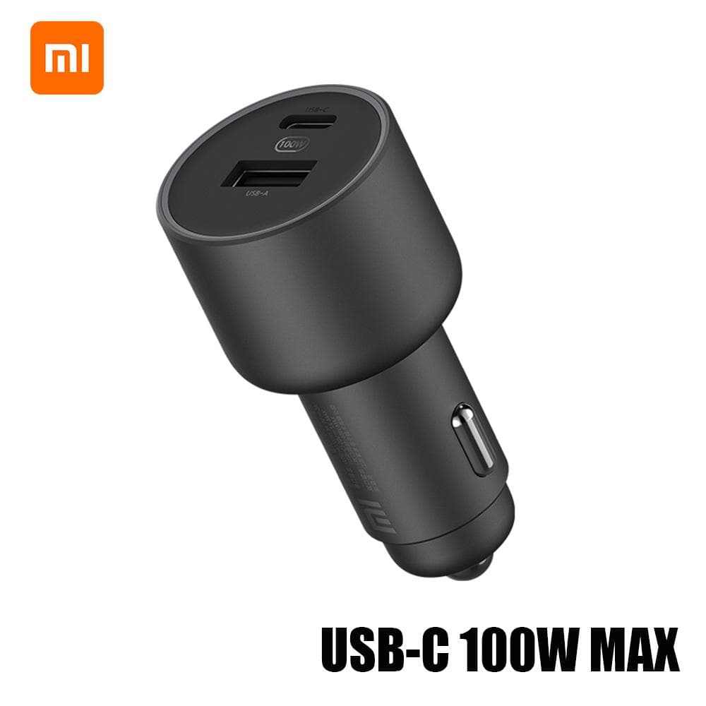 Xiaomi Vehicle Quick Charger Charge Adapter Dual USBA USBC Ports LED Light Compatible with Phones black