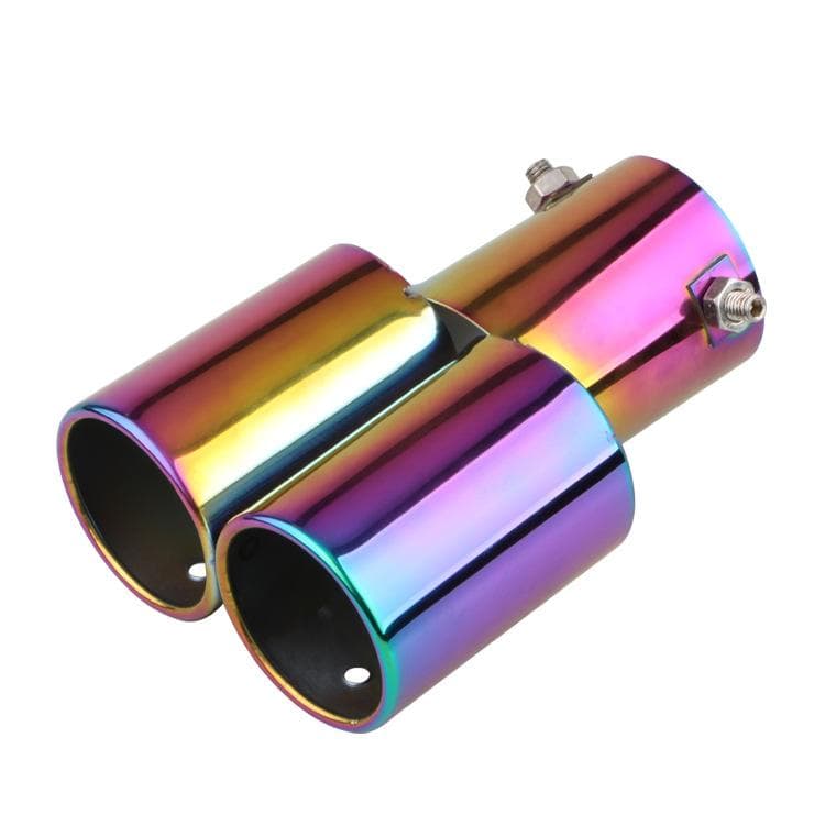 Car Exhaust Tip Stainless Steel Dual Tailpipe Throats Muffler Exhaust Tip Auto Modification Supplies Straight flat - colorful