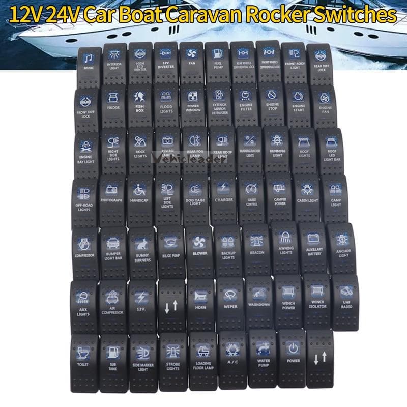 1pcs 12V 24V Car Boat Caravan Rocker Switches Waterproof Rocker Switch Dual Blue LED Light Bar Rocker Reverse Rear Light Switch FLOOD LIGHTS