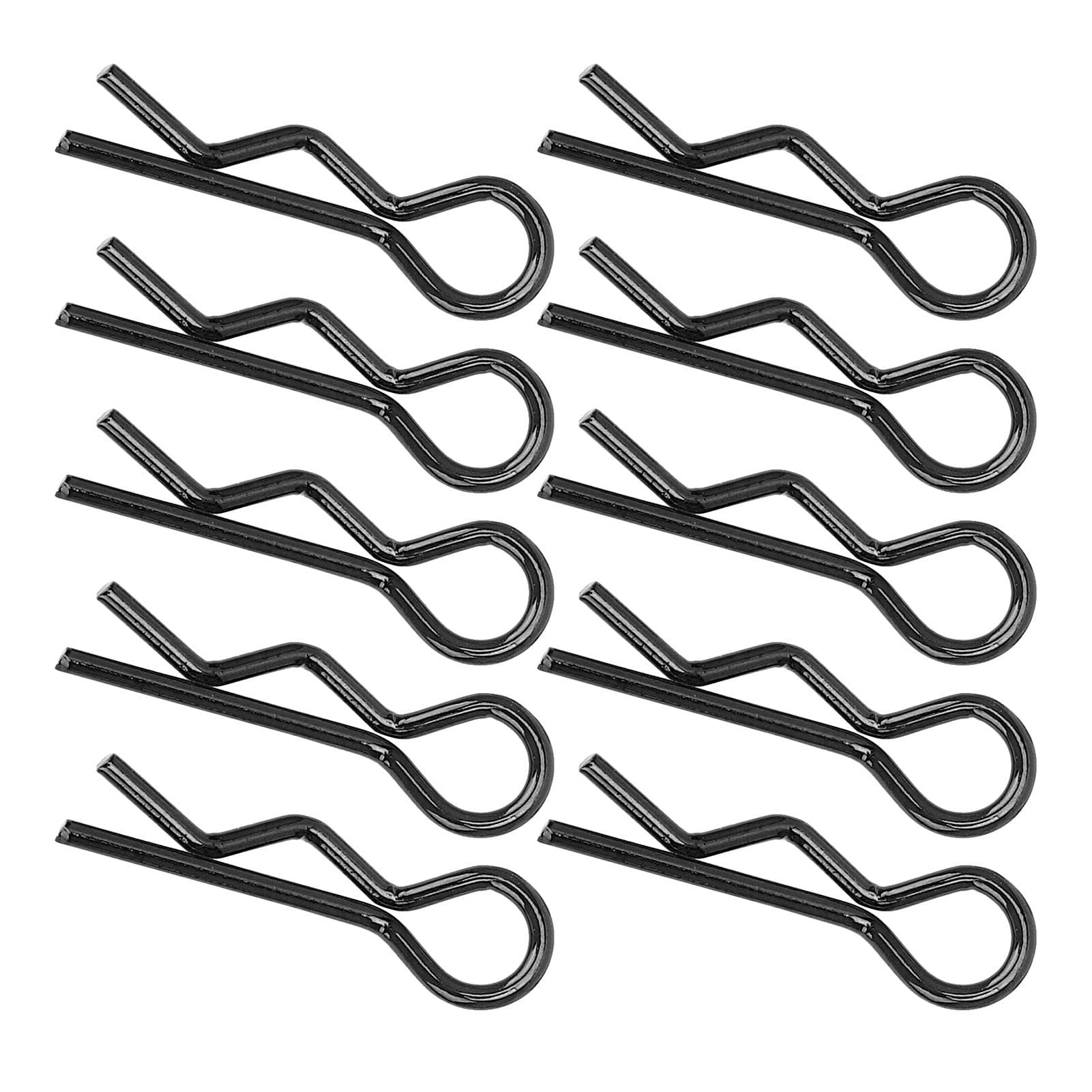 10Pcs 7MM RC Car Shell Clip RShape Metal Body Clips Pins for 15 16 18 110 RC Car(Black )