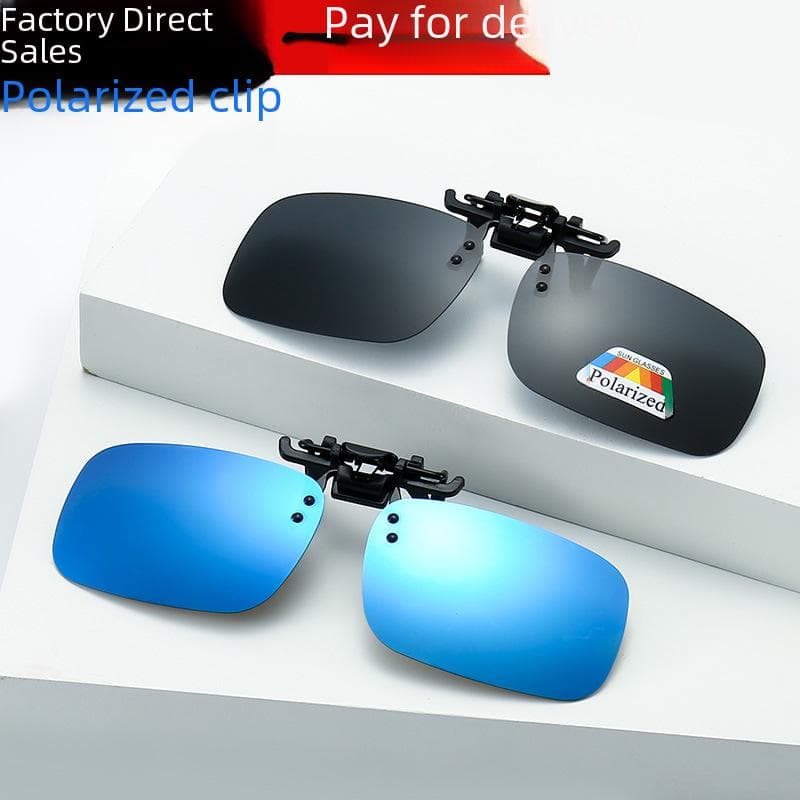 Polarized Clip-On Sunglasses, Myopia Clip-Ons, Driver and Fishing Glasses, Night Vision Goggles Clip-Ons Large Black Gray