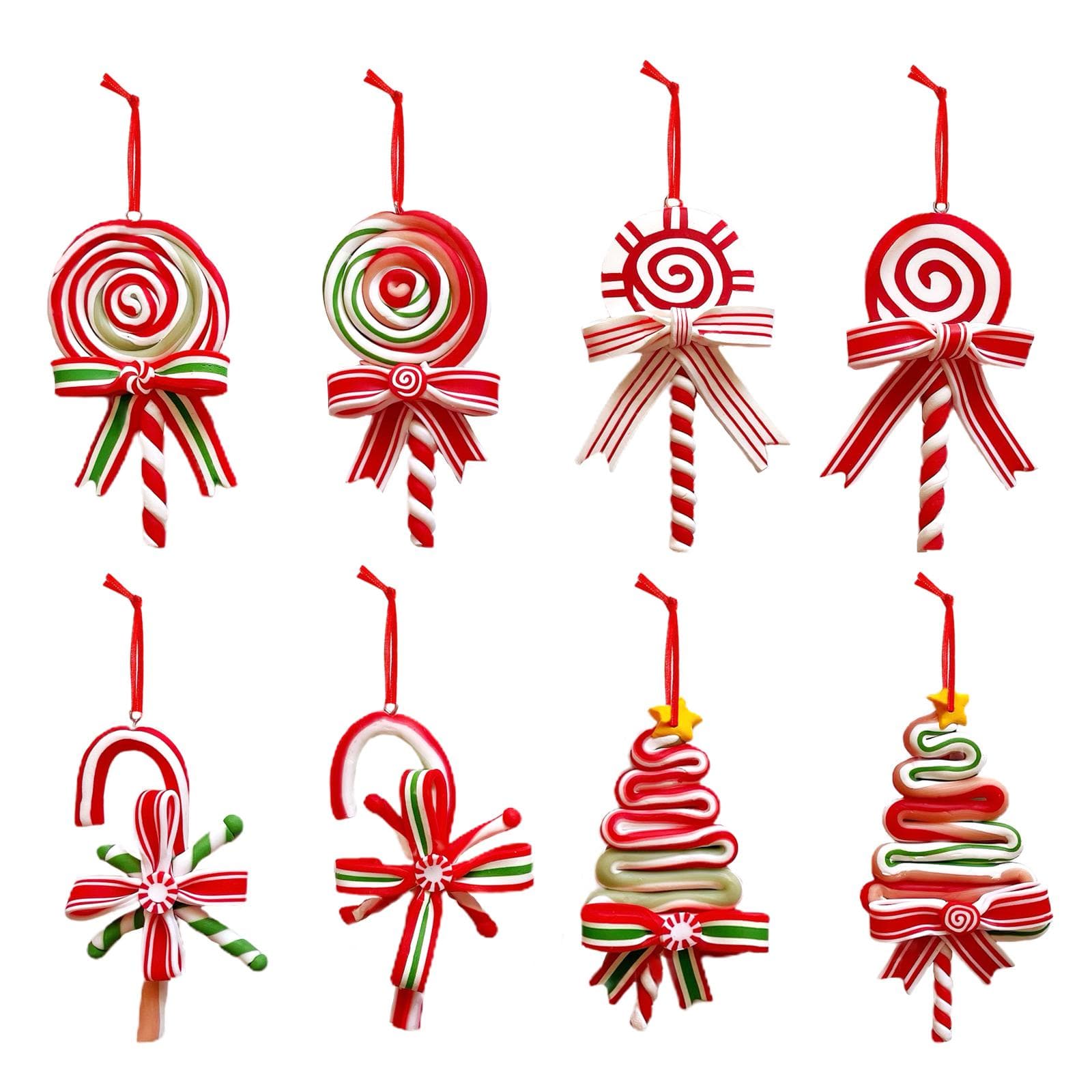 8pcs Christmas Candy Hanging Ornament Soft Clay Decorative Pendant Hanging Candy Decor
