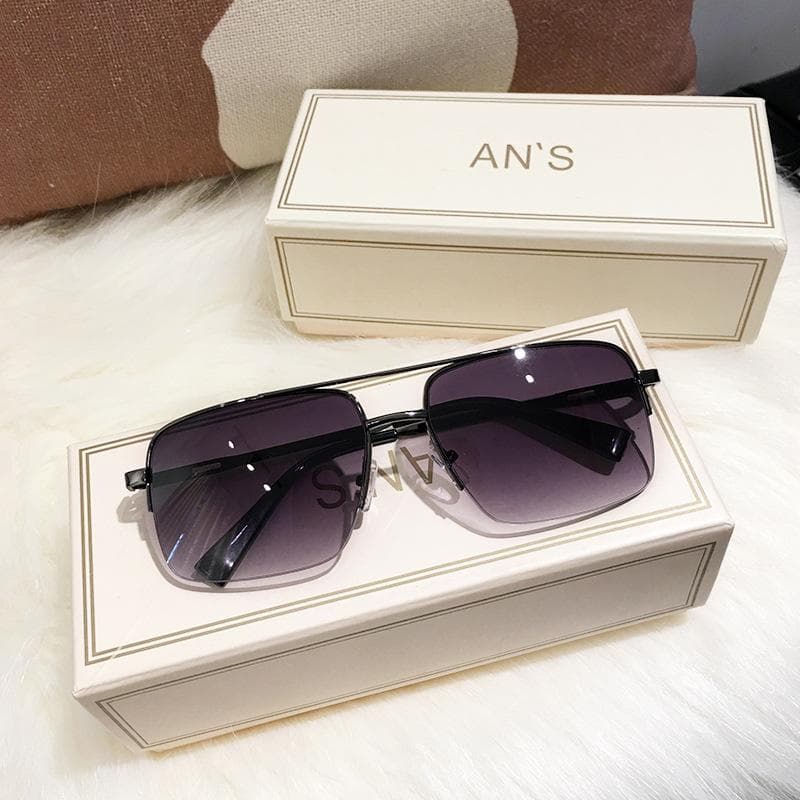New Small Half Frame Square Sunglasses UV400 Fashionable Men Women Summer Sun Shading Driving Glasses 1PC