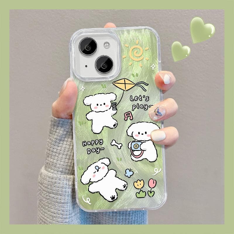Suitable for Huawei Pura70pro Mobile Phone Case Vivos17 Summer Puppy Stand Oppo Feather Yarn Xiaomi 14 Cute Redmi Note 9 Pro