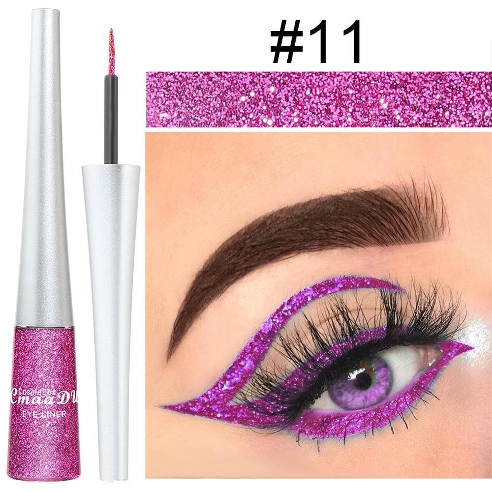 16 Colors Colorful Sequins Glitter Powder Liquid Eyeliner Glitter Eyeliner Metallic Shimmer Waterproof Glitter Eyeshadow for Party Festival Makeup #11