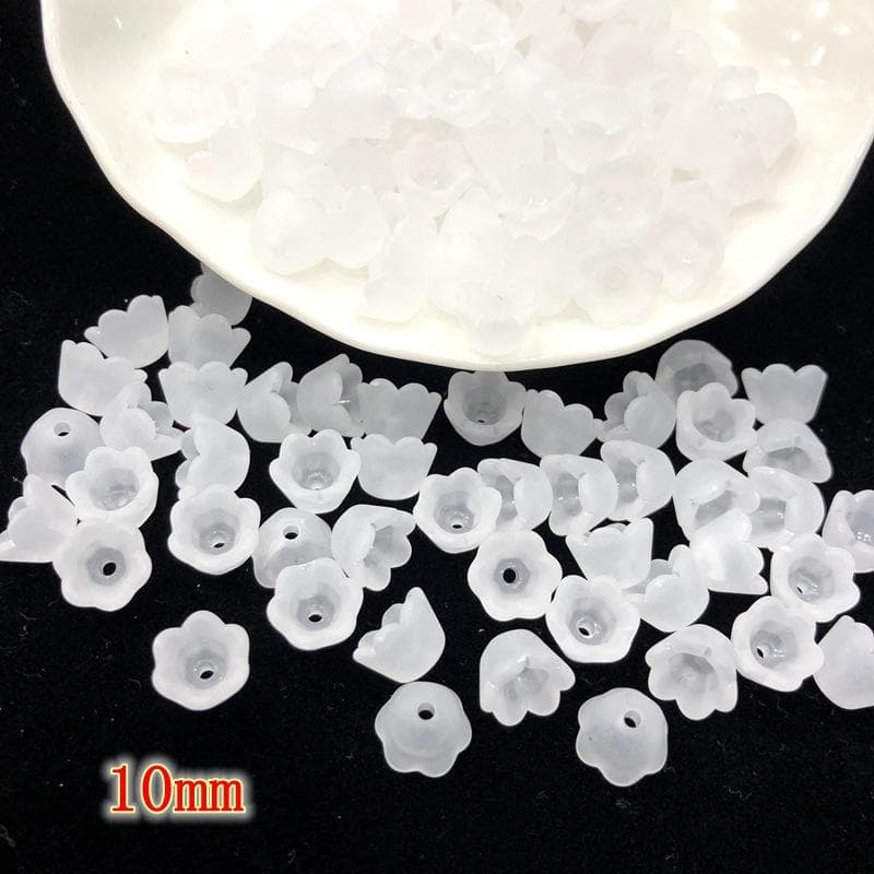 50pcs/100pcs Transparent Acrylic Beads Tulip Flower Lily of The Valley for Jewelry Making DIY Bracelet Necklace 50PCS