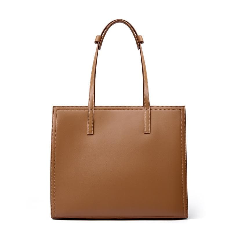 Niche Tote Bag Women's Leather Briefcase Computer Bag Black Leather Commuter Bag
