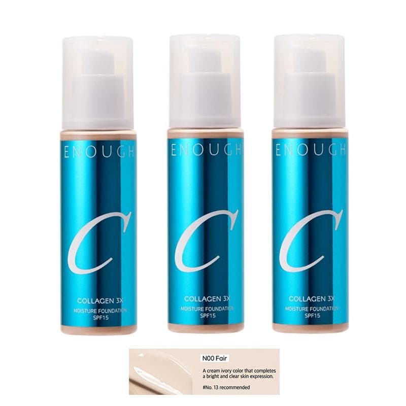 ENOUGH COLLAGEN 3X Moisture Foundation SPF 100mL (30 Options) #N00 Fair x 3PCS