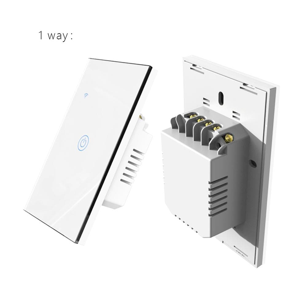 WiFi Touch Panel Switch Home Smart Switch Panel LED Indicator Light Tempered Glass Panel Light 1 Way white