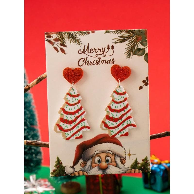 Stylish Acrylic Christmas Earrings From Europe and America, Beautiful Colored Christmas Tree Pendant Earrings, Ear Accessories one-size
