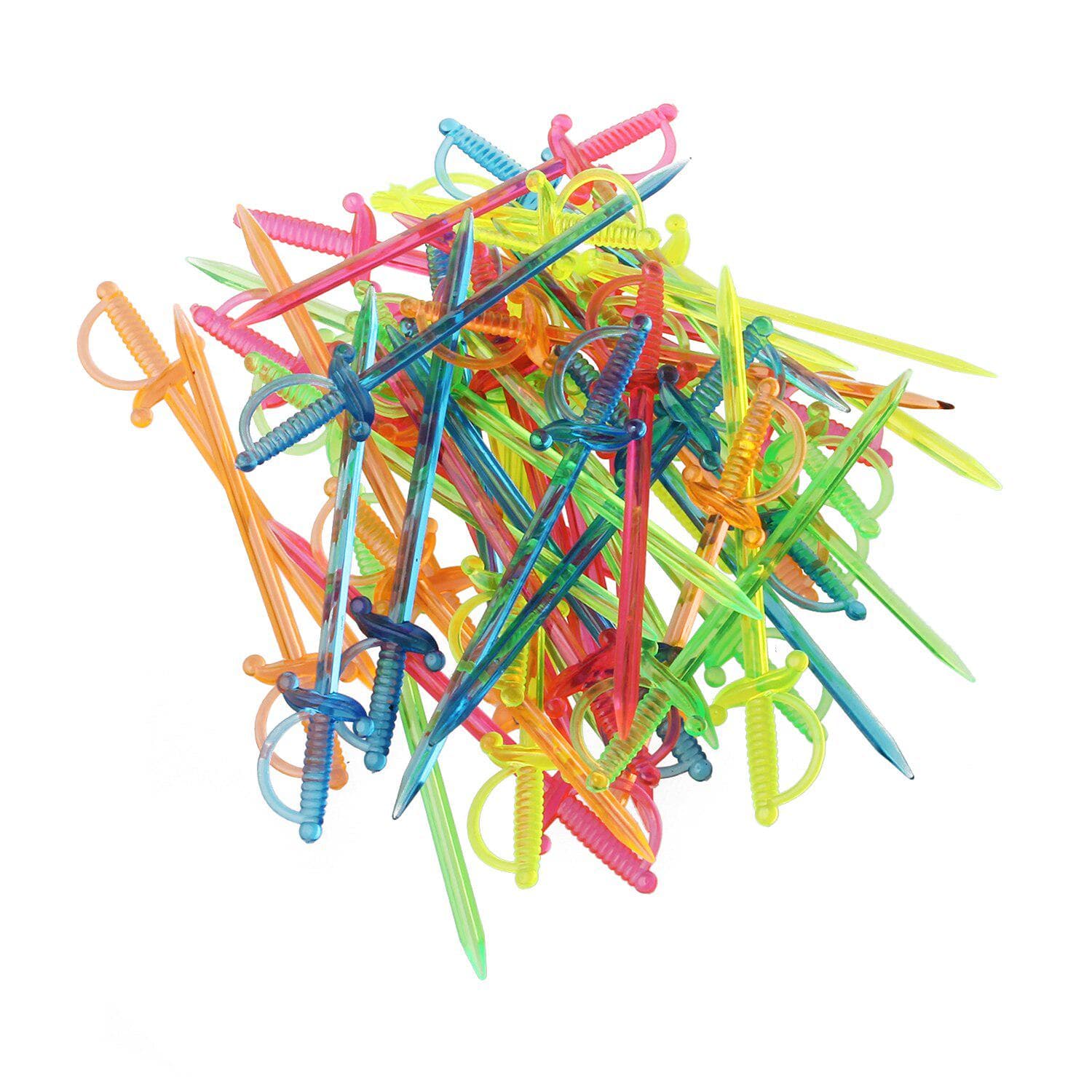 50pcs Mix Color Pirate Sword Cocktail Buffet Birthday Cake Decoration Fruit Sticks Drink Hawaiian 50pcs a bag