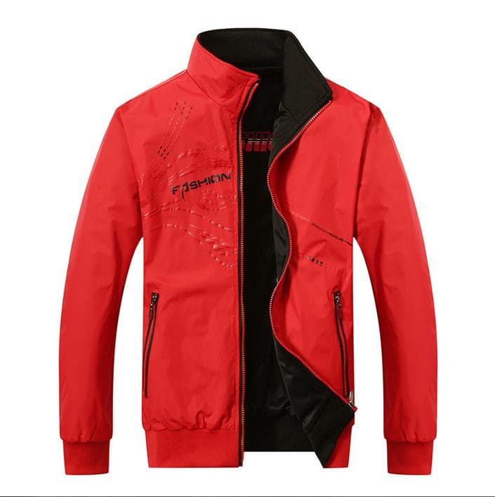 Standing Collar Double-sided Men's Jacket, Spring, Autumn, Winter, Casual Sports Thin, Loose Windproof and Breathable Men's Jacket L