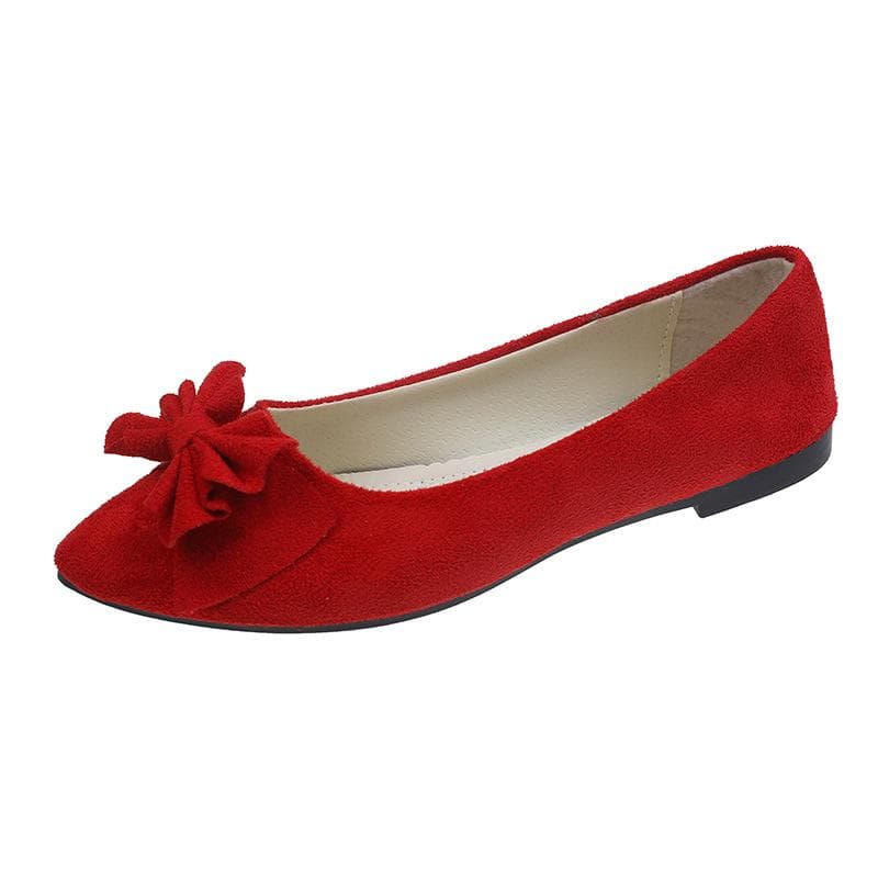 Women Girls Solid Big Size Slip On Flat Shallow Comfort Casual Single Shoes Multicolor 40 red