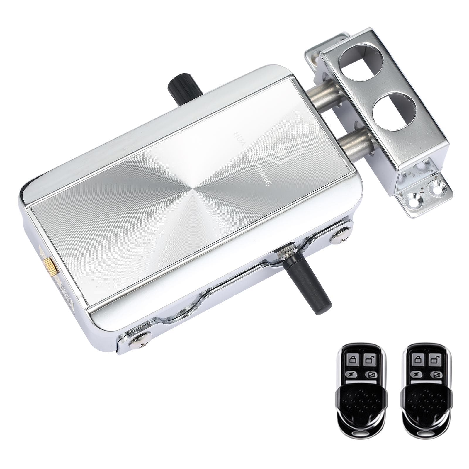 Home Door Lock Kit Remote Control Keyless Entry Electronic Lock Silent Version Smart Wireless with 2 remote silver