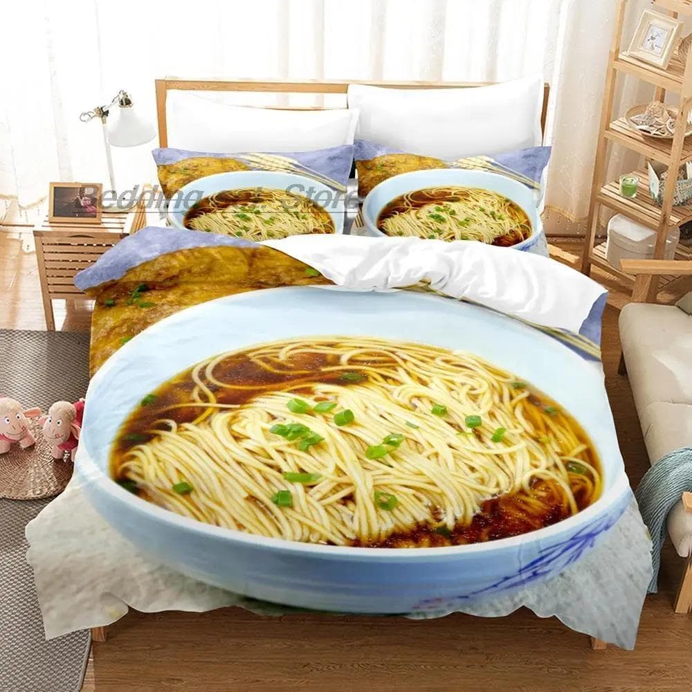 Gourmet Spaghetti Italian Bedding Set Single Twin Full Queen King Size Bed Set Aldult Kid Bedroom Duvetcover Sets 3D Food 70x133cm 2pcs