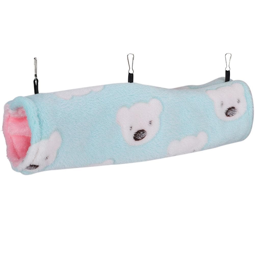 Small Pet Tunnel Cotton Nest Plush Soft Hamster Hanging Channel House(Green Little Bear)M M