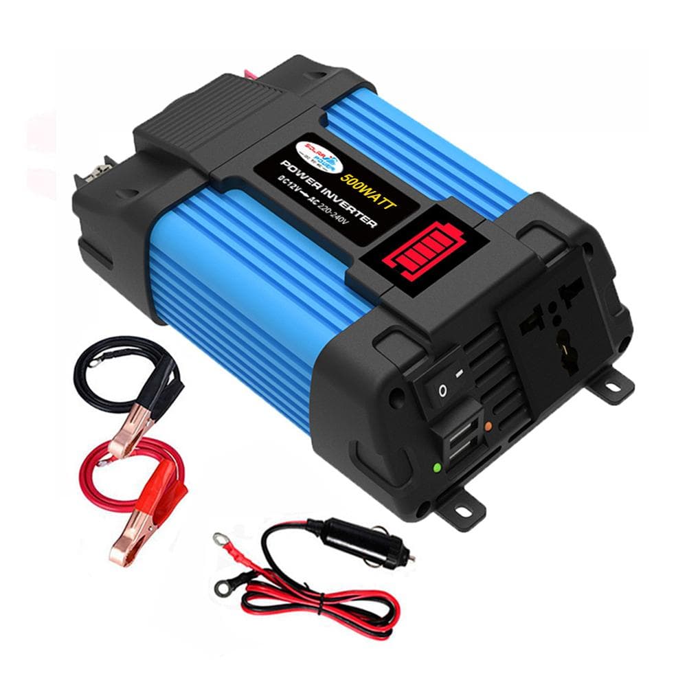 500W Power Inverter DC 12V to AC 110V Car Charger Converter with Dual USB Ports 8 Safety Protection 500-220