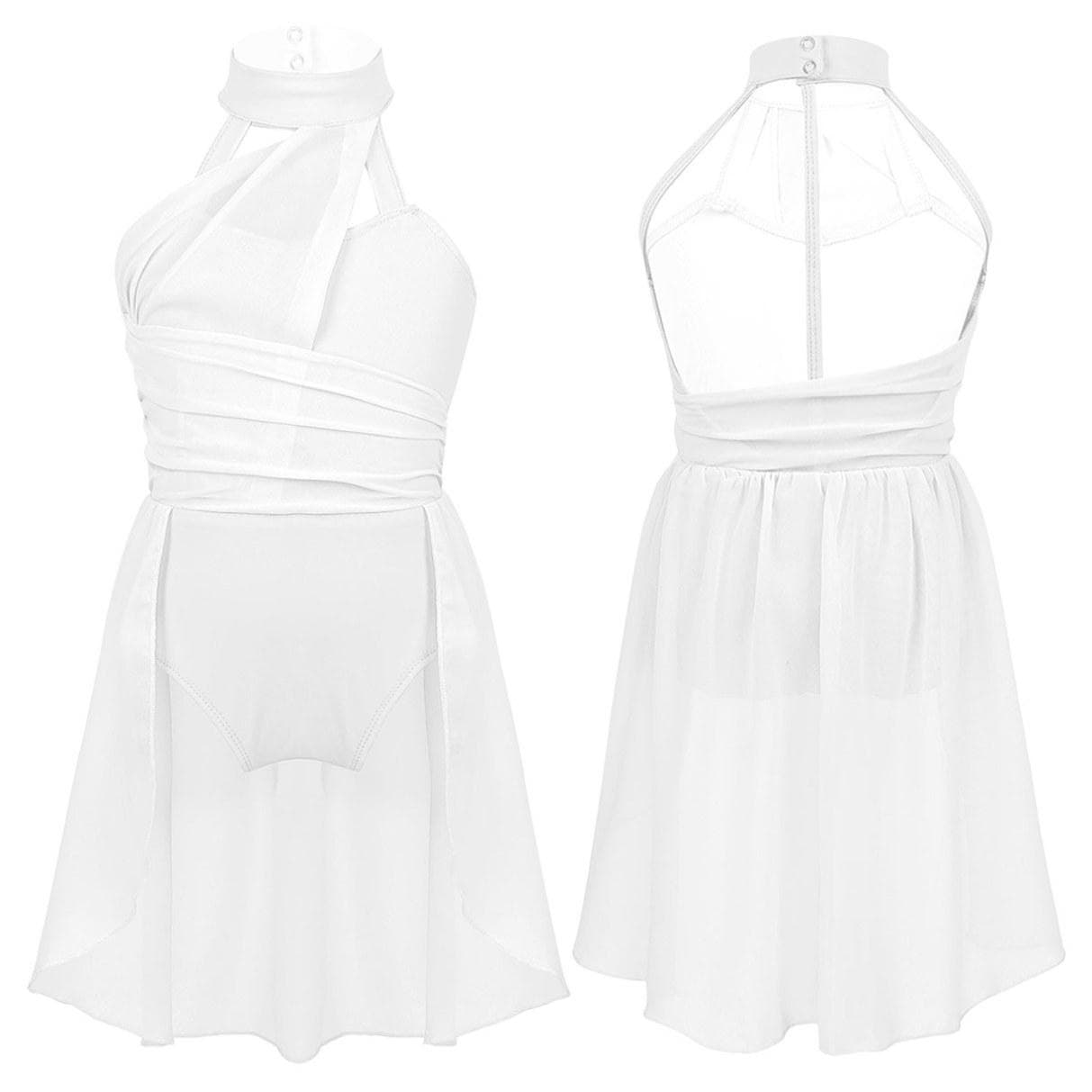 Kids Girls Lyrical Contemporary Modern Dance Costume Hater Ballet Leotard Dress Gymnastic Outfit 5-6 Years ivory