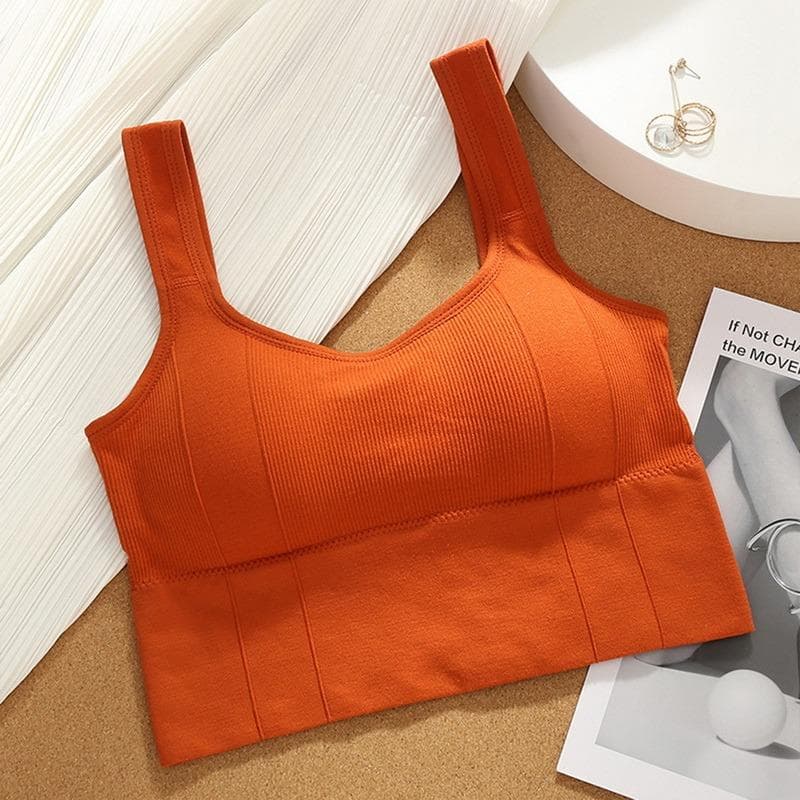 Breathable Sports Bra Shockproof Crop Top Anti-sweat Fitness Top Women Seamless Yoga Bra Push up Sport Top Gym Workout Top One Size orange