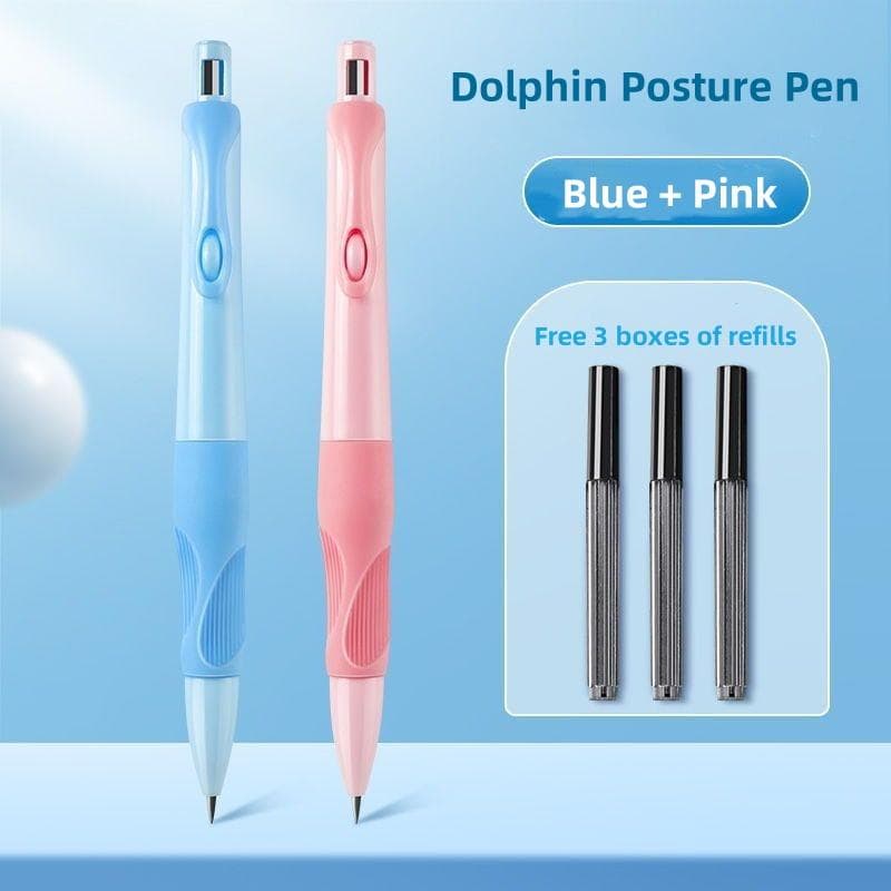 Positive Posture Automatic Pencil 2.0mm Thick Lead Excellent Grip Activity Pencil Write With Refills School Students pink/blue