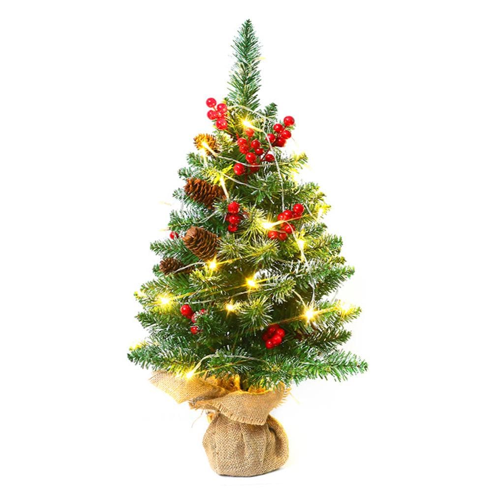 24 Inches Mini Christmas Trees Battery Operated Artificial Prelit Tabletop Christmas Tree with 60cm Warm Light