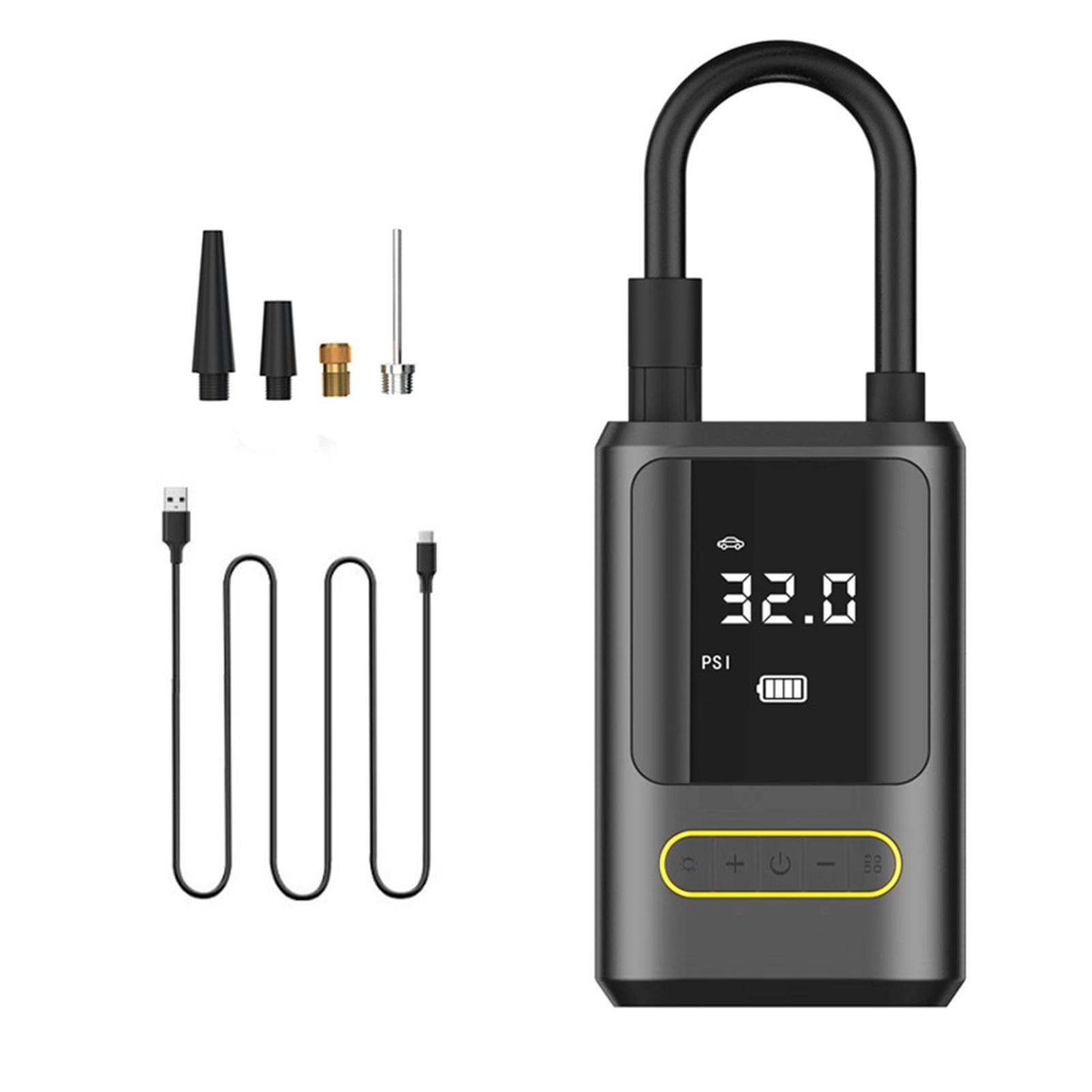 Portable Cordless Air Compressor USB Rechargeable Car Tire Inflator Power Bank Air Pump 150PSI with black