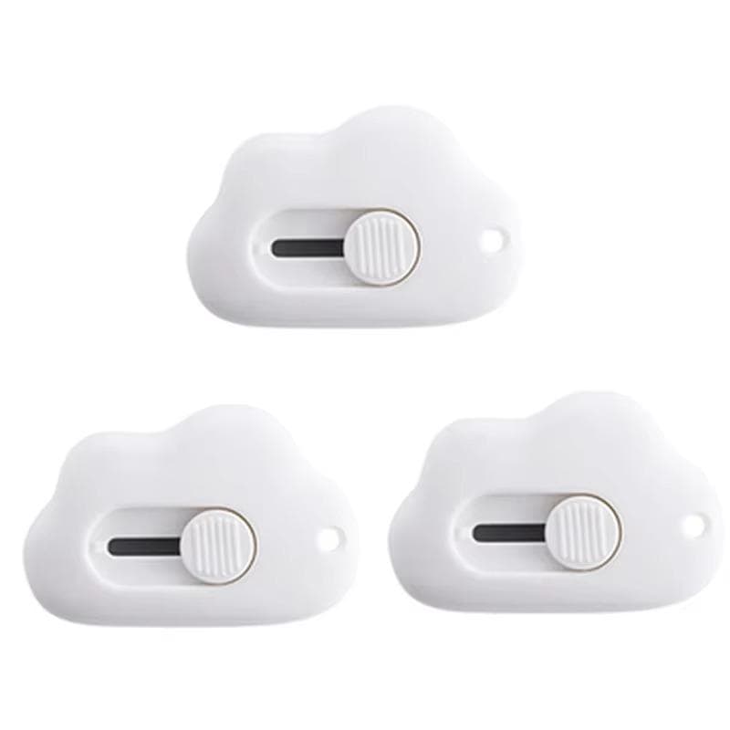 1-3 Piece Cuter Mini Clouds Utility Knife Knife Paper Cutter Art Pcreative Cloud Cute Cartoon Box Knife Stationery Tape Cutter Three-color Optional 3PCS white
