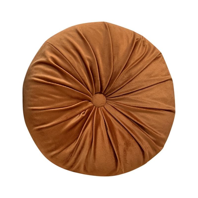Round Pumpkin Velvet Cushion - Plush Solid Color Waist Support Pillow Diameter 35cm
