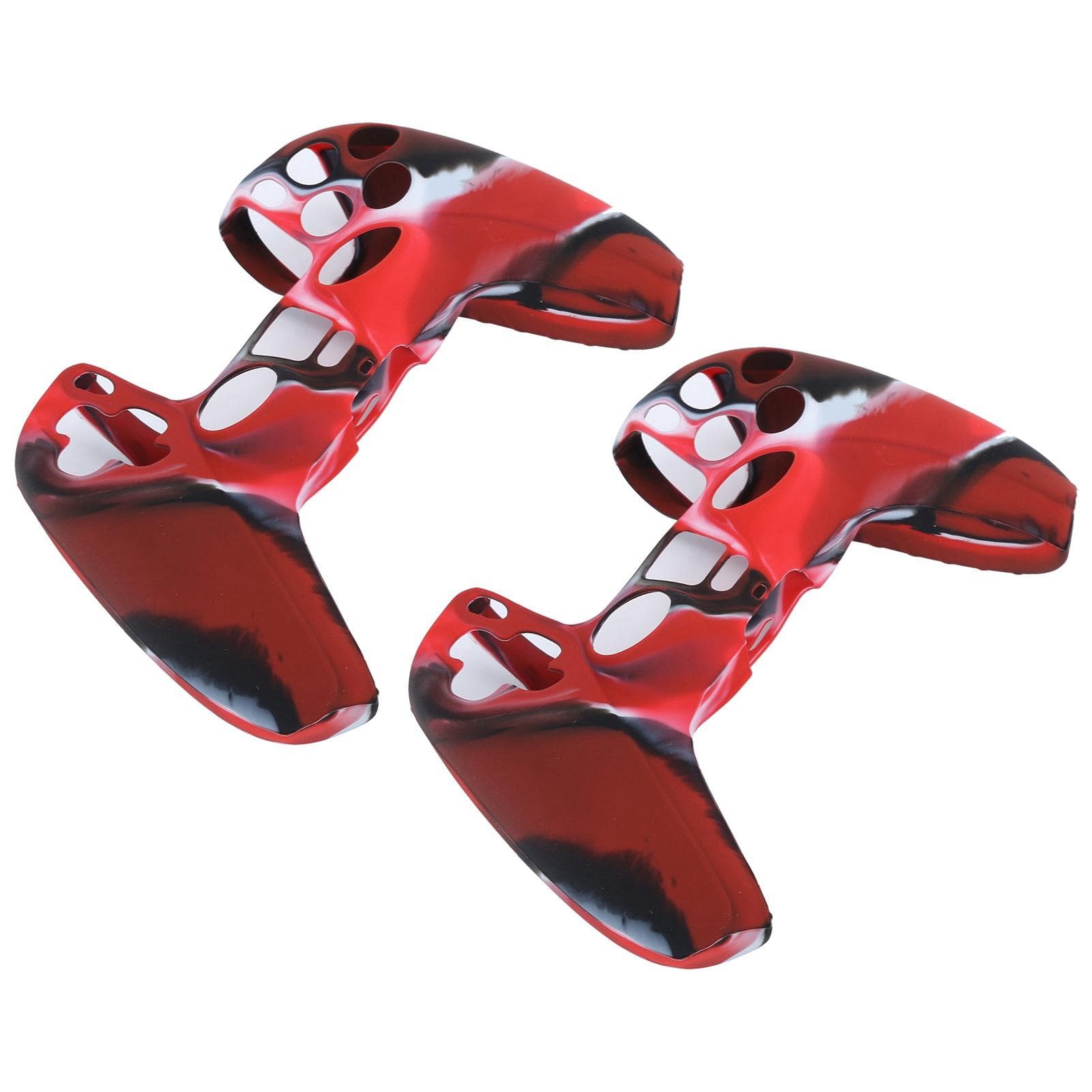 2Pcs Gamepad Protective Cover Camouflage Silicone Case Skin for PS5 Game ControllerCamo Red red