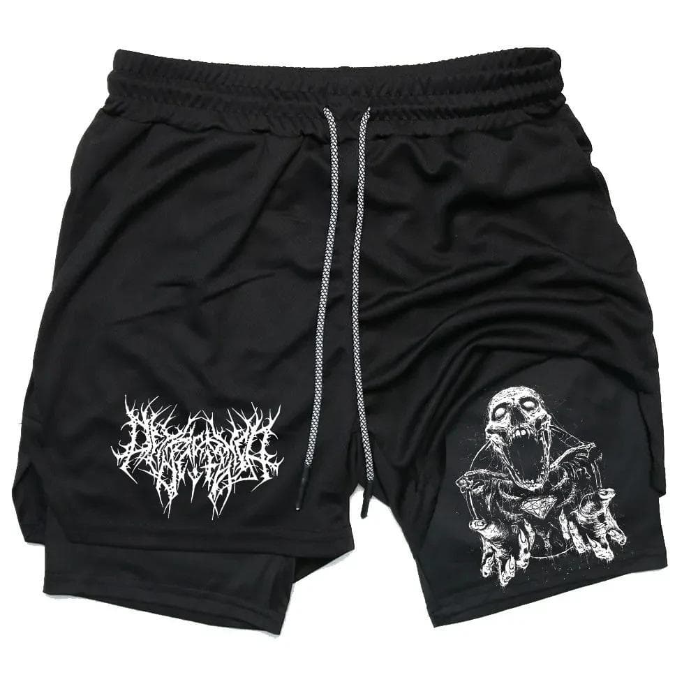 Men's Shorts Personalized Printed Double-layer Two-in-one Fitness Sports Casual Pants M