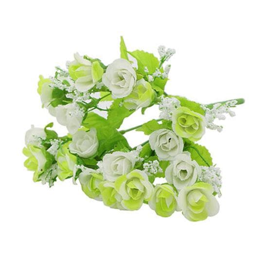 1 Bouquet 21 Heads Artificial Fake Rose Flower Wedding Party Home Decoration green/white