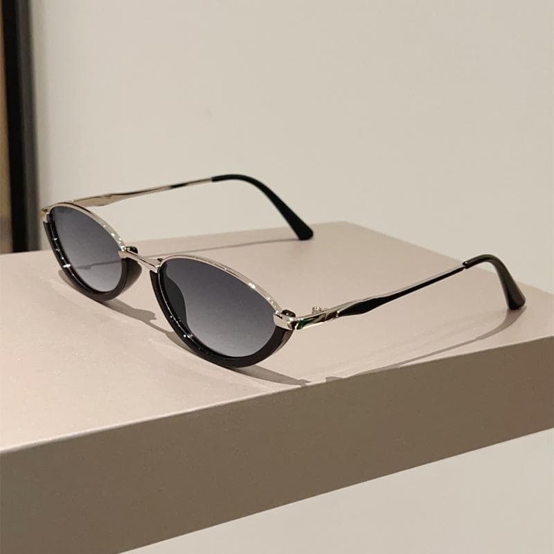 KAMMPT Oval Vintage Sunglasses Women Stylish Gradient Multi color Casual Decor Shades Trendy Brand Design as picture shows