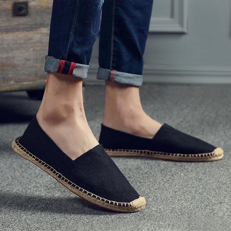Retro Low-Top Espadrilles: Breathable, Sweat-Absorbing, Classic Loafers (Not Washable) 40 black